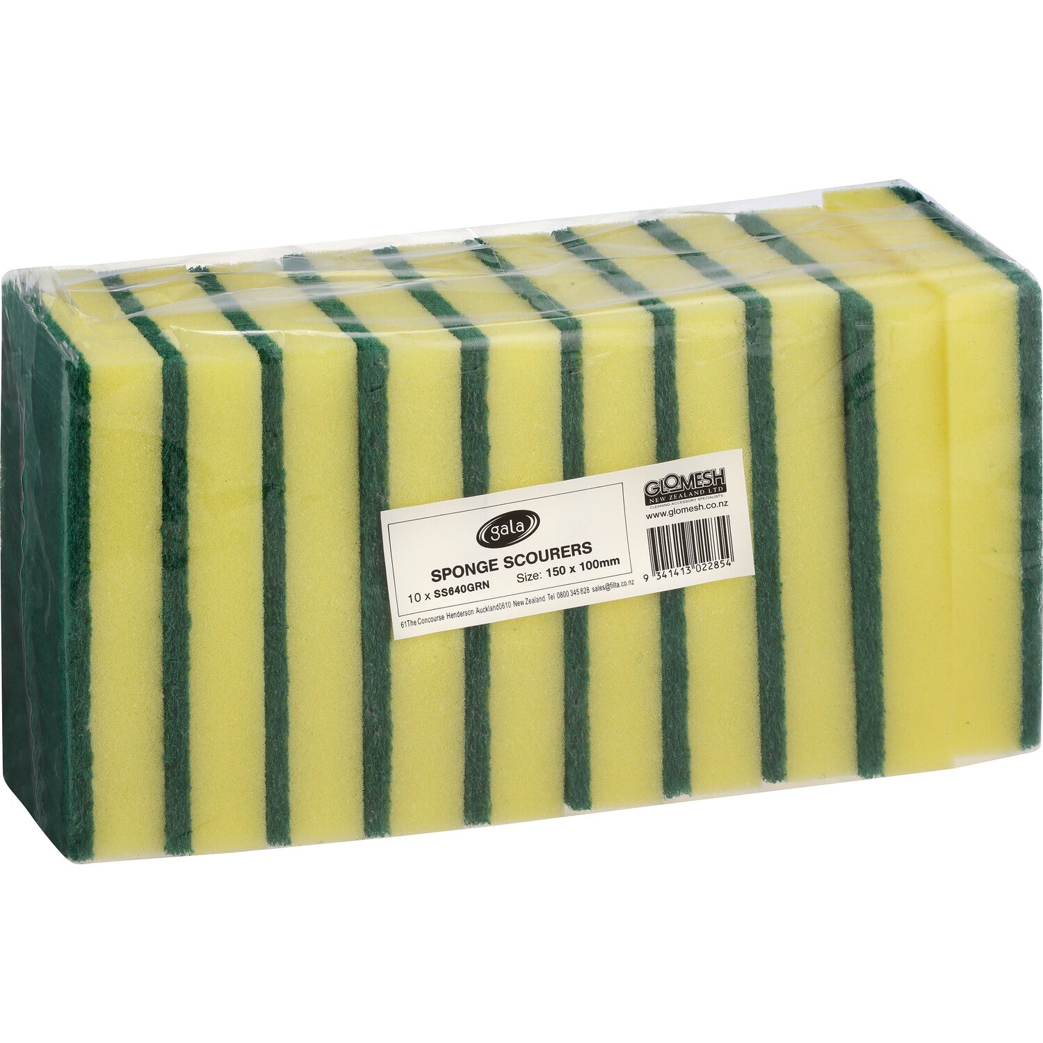 FILTA SPONGE SCOURER GREEN / YELLOW - 6X4 INCH / 150X100MM - 10 PACK - Image 2