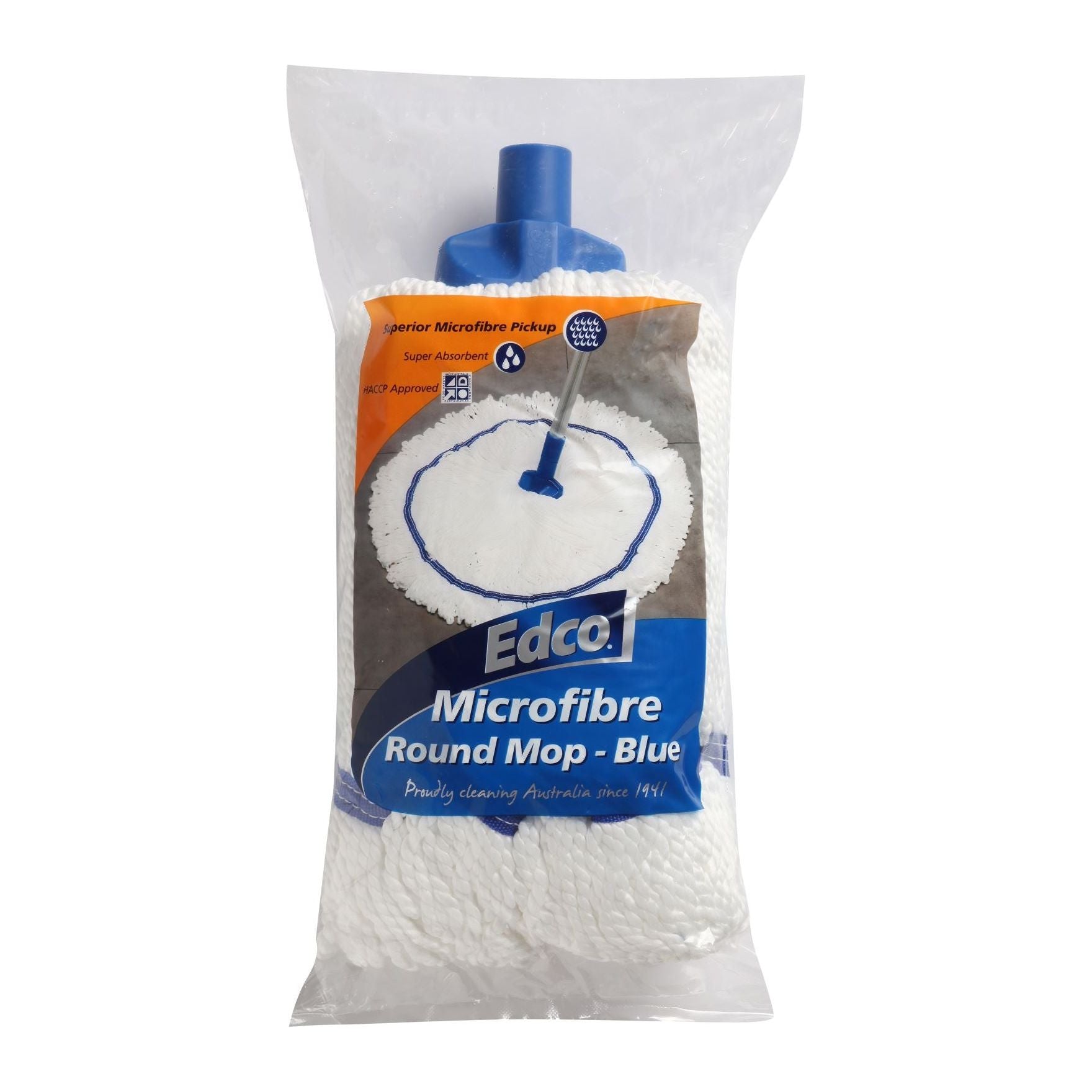 EDCO MICROFIBRE ROUND MOP HEAD BLUE - 350G/27CM - Image 3