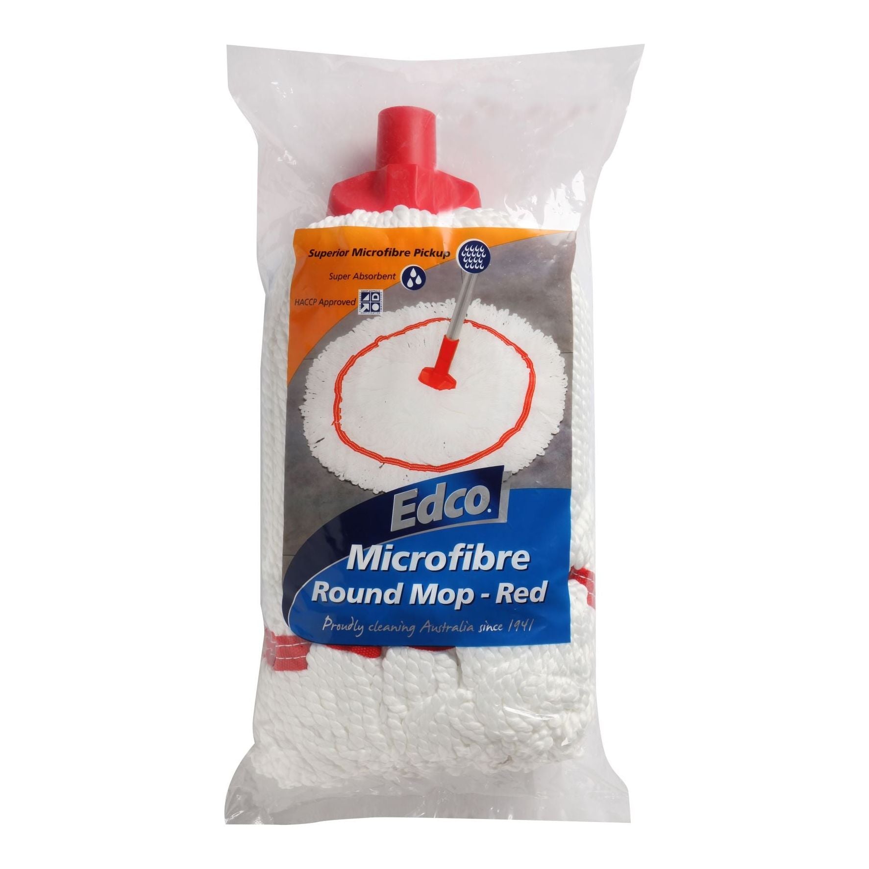 EDCO MICROFIBRE ROUND MOP HEAD RED - 350G/27CM - Image 3