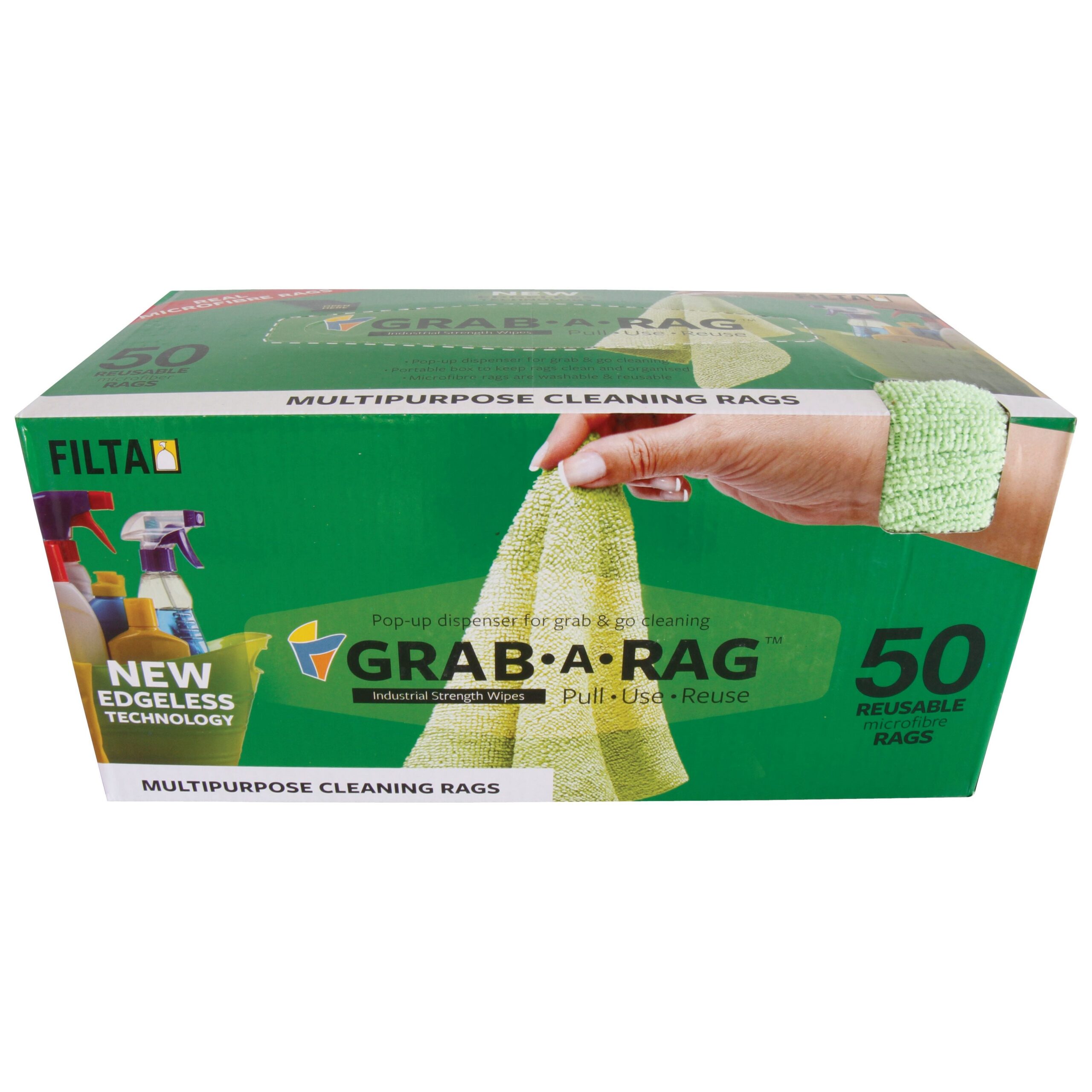 Grab-A-Rag microfibre rags green 30cm x 30cm 50 pack - Image 2