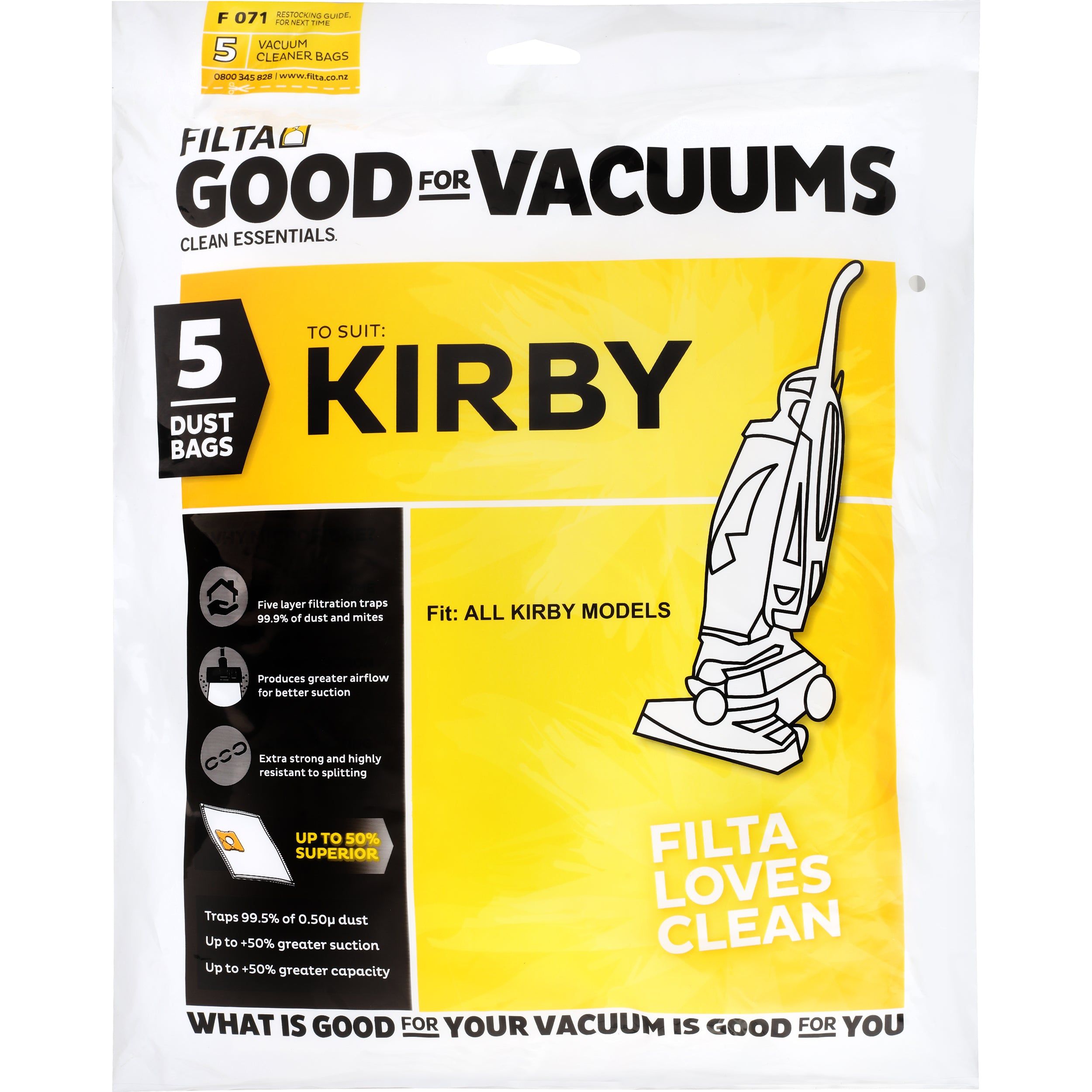 Filta Kirby type F SMS multi layered vacuum cleaner bags 5 pack (F071)