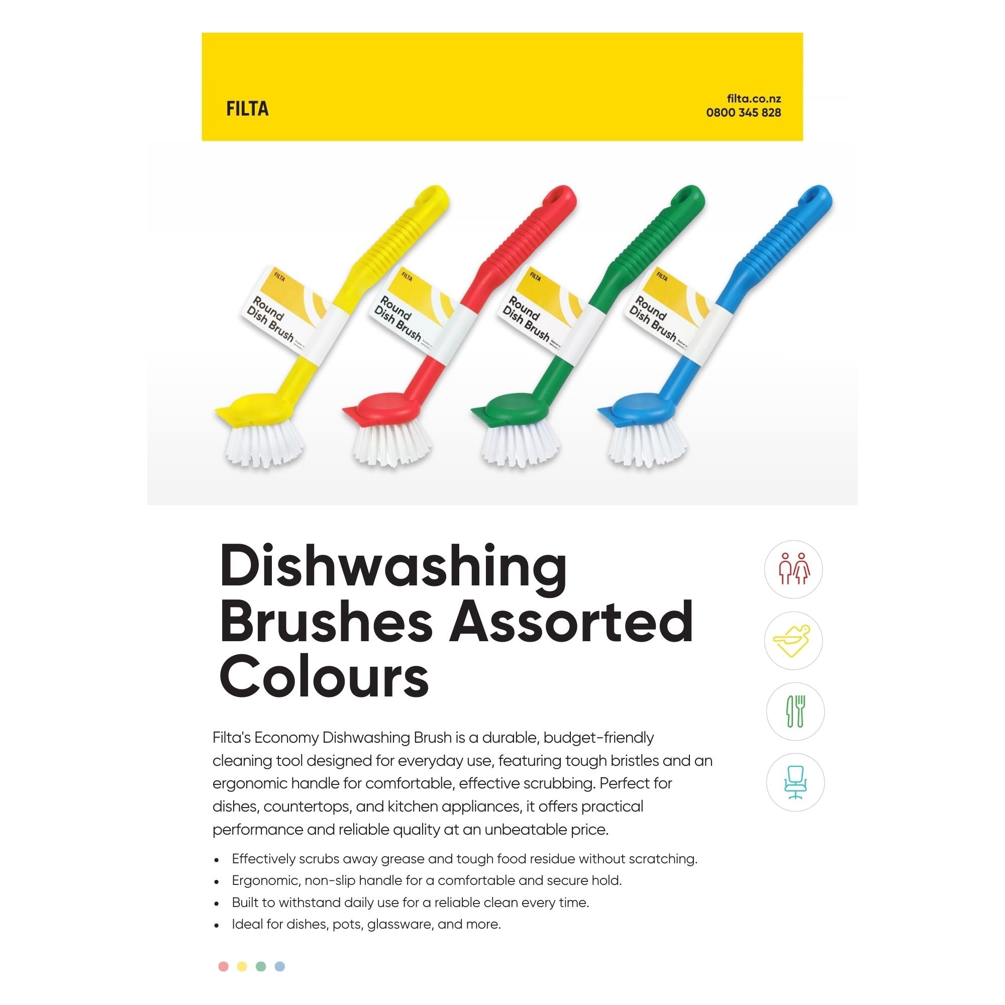 Dishwashing Brush Assorted Colours - Image 2
