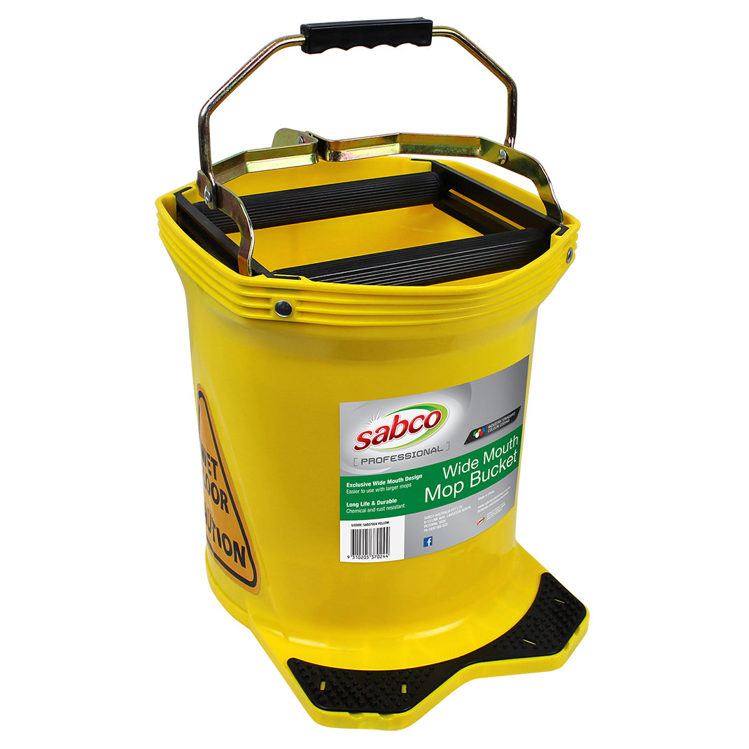 SABCO WIDE MOUTH 16LT MOP BUCKET YELLOW - 2 PACK