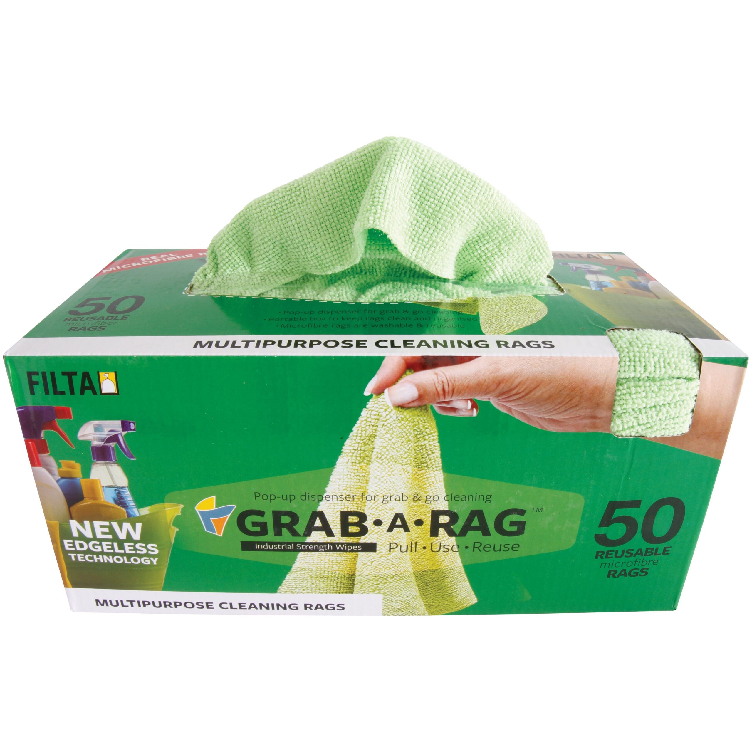 Grab-A-Rag microfibre rags green 30cm x 30cm 50 pack