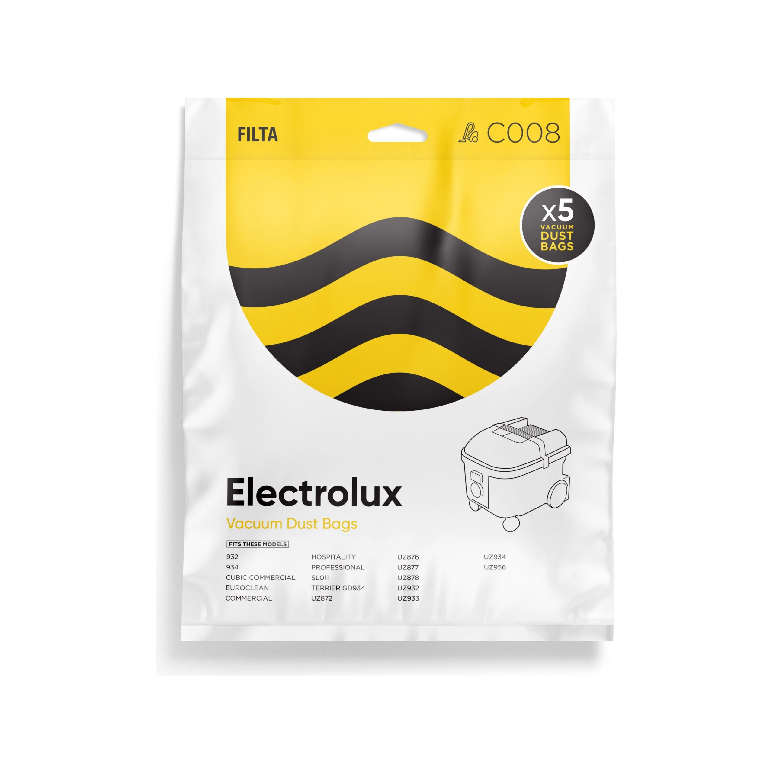 FILTA ELECTROLUX UZ934 SMS MULTI LAYERED VACUUM CLEANER BAGS 5 PACK (C008)