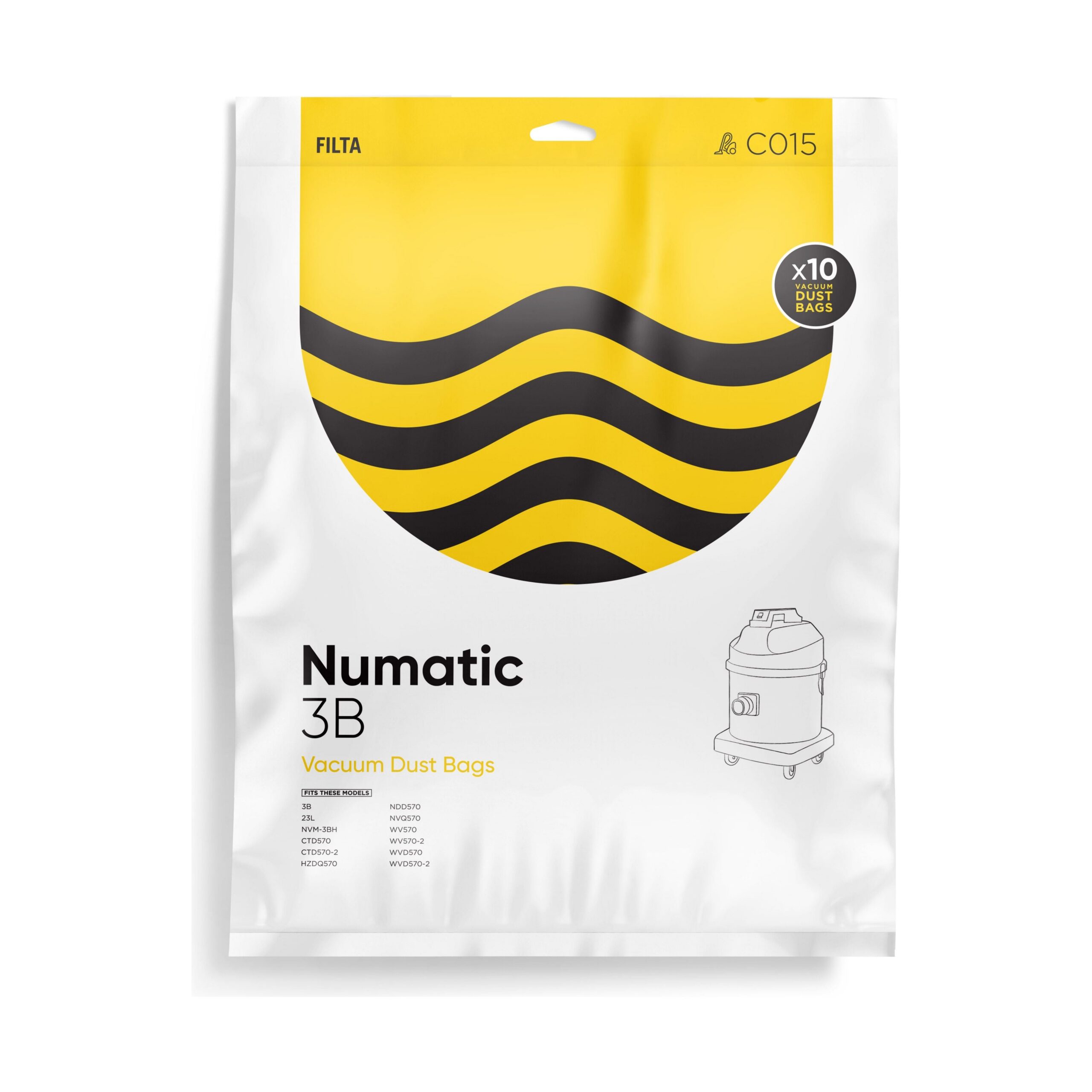 FILTA NUMATIC 3B SMS MULTI LAYERED VACUUM CLEANER BAGS 10 PACK (C015)