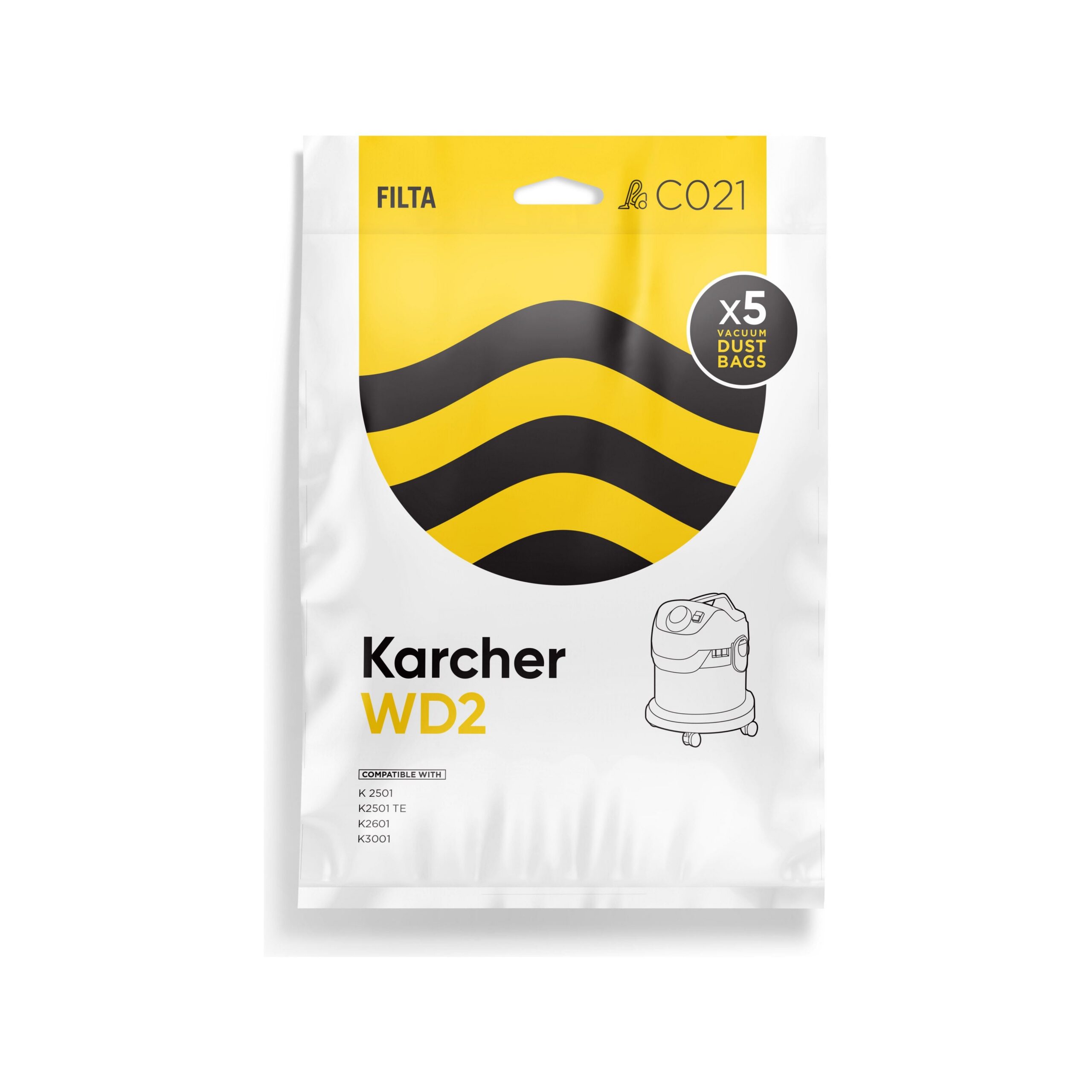 Filta Karcher WD2 SMS multi layered vacuum bags 5 pack ( C021)