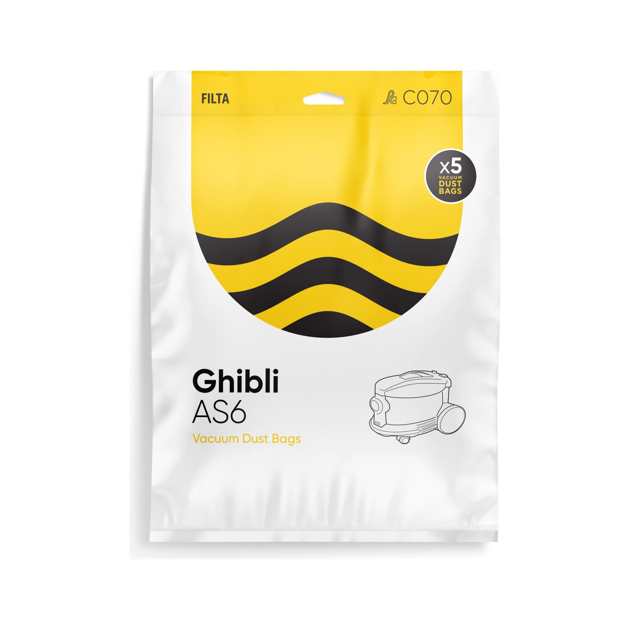 FILTA GHIBLI AS6 SMS MULTI LAYERED VACUUM CLEANER BAGS 5 PACK (C070)