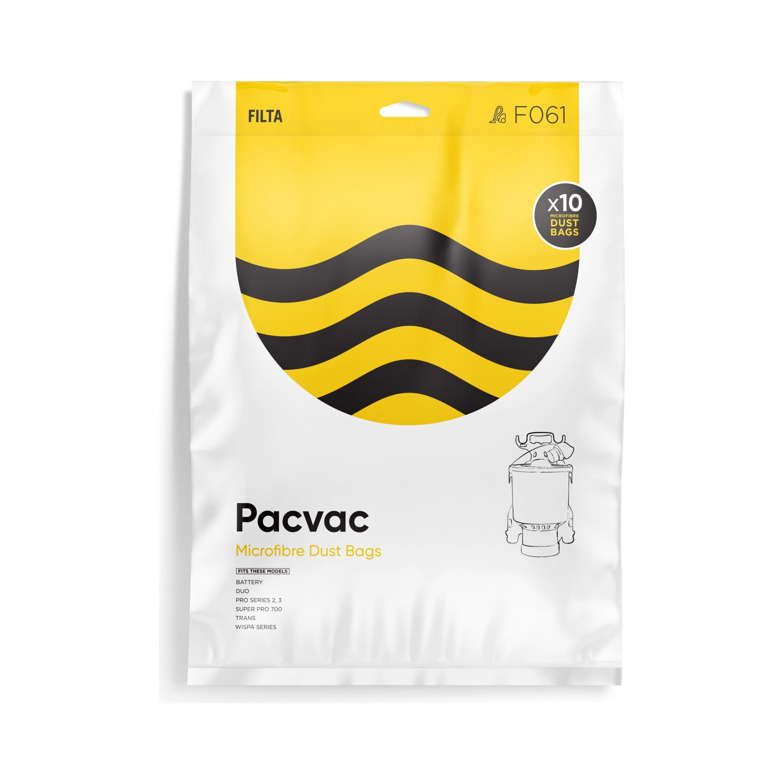 Filta Pacvac SuperPro SMS multi layered vacuum cleaner bags 10 pack (F061)