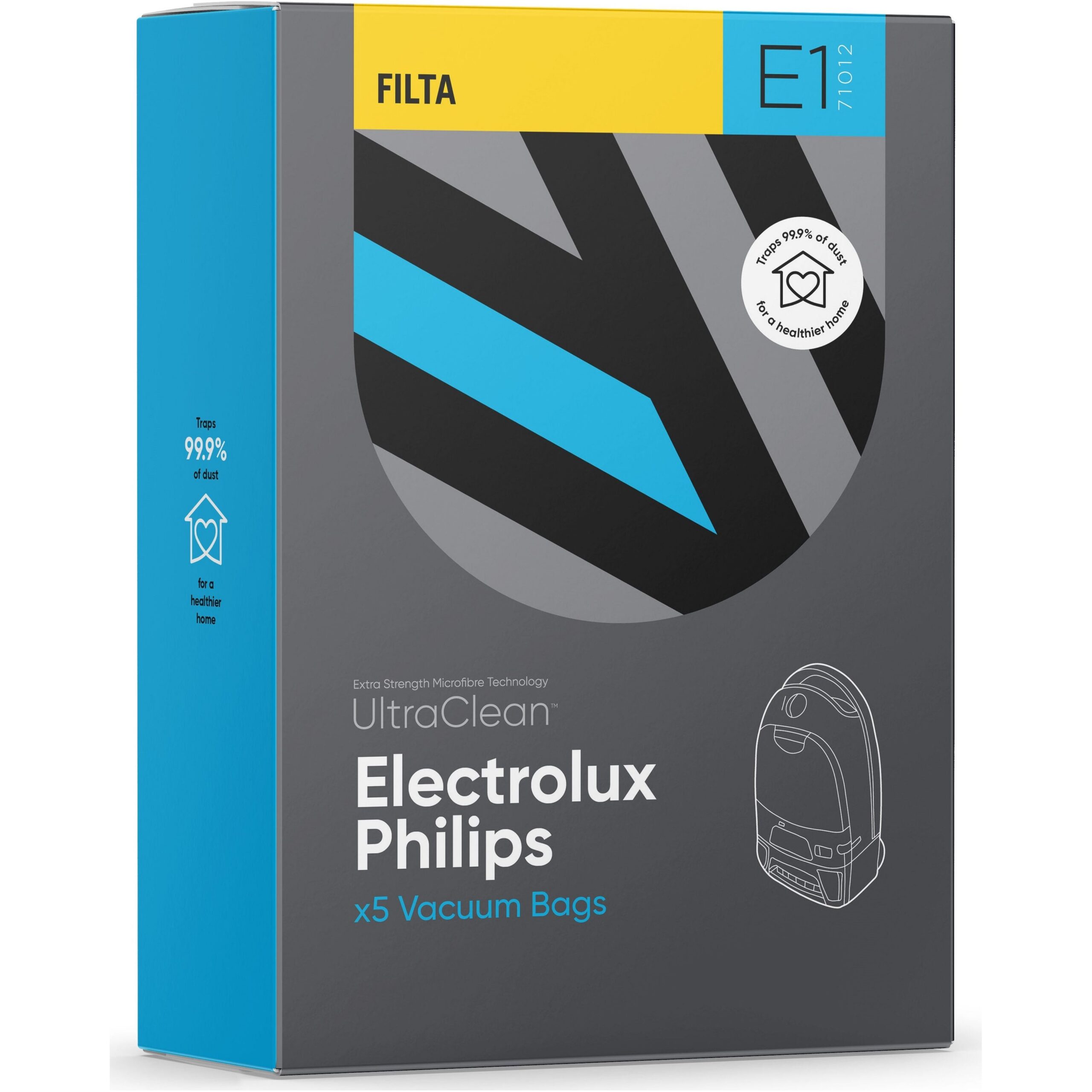E1 - ULTRACLEAN ELECTROLUX, PHILIPS SMS MULTI LAYERED VACUUM BAGS 5 PACK