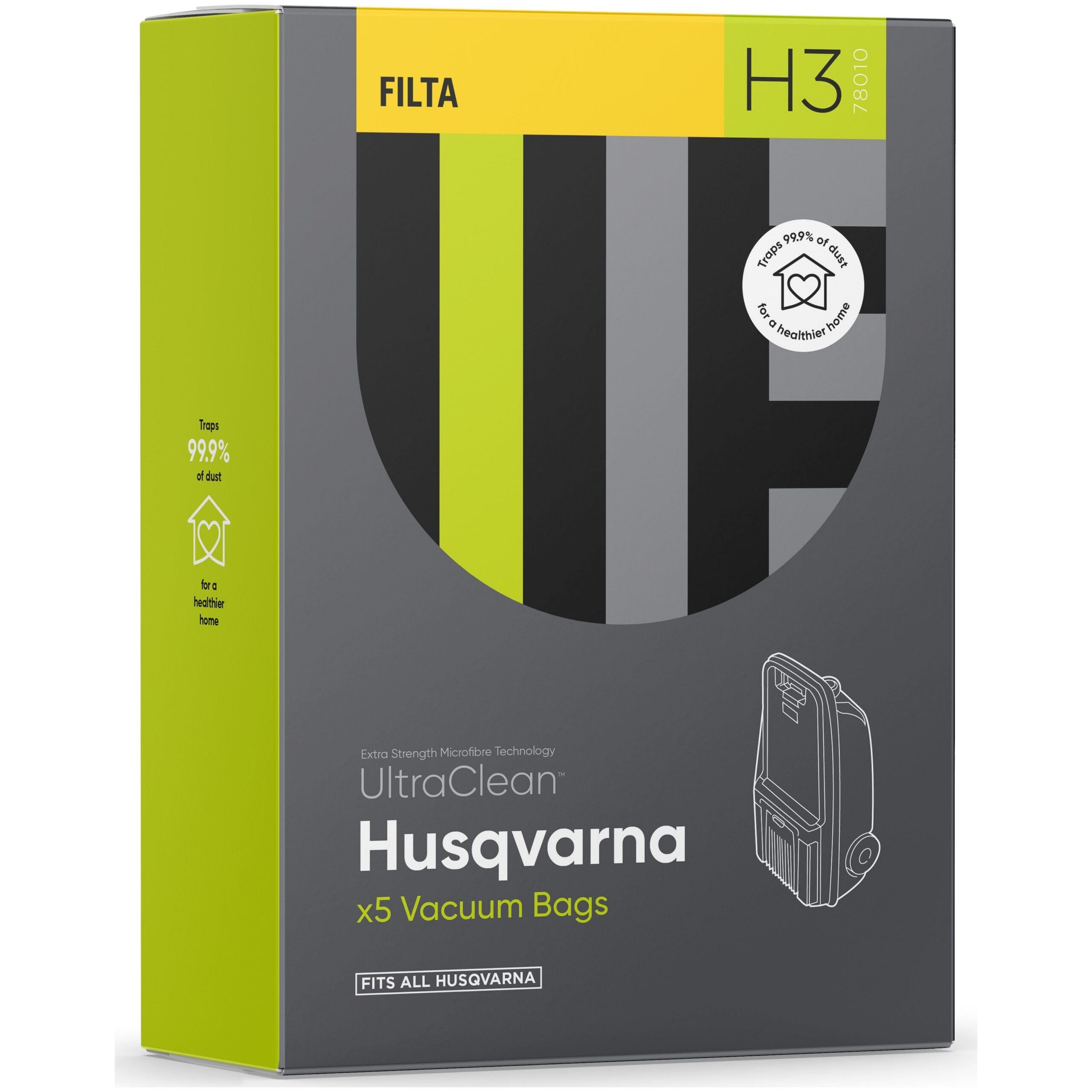 H3 - ULTRACLEAN HUSQVARNA SMS MULTI LAYERED VACUUM BAGS 5 PACK