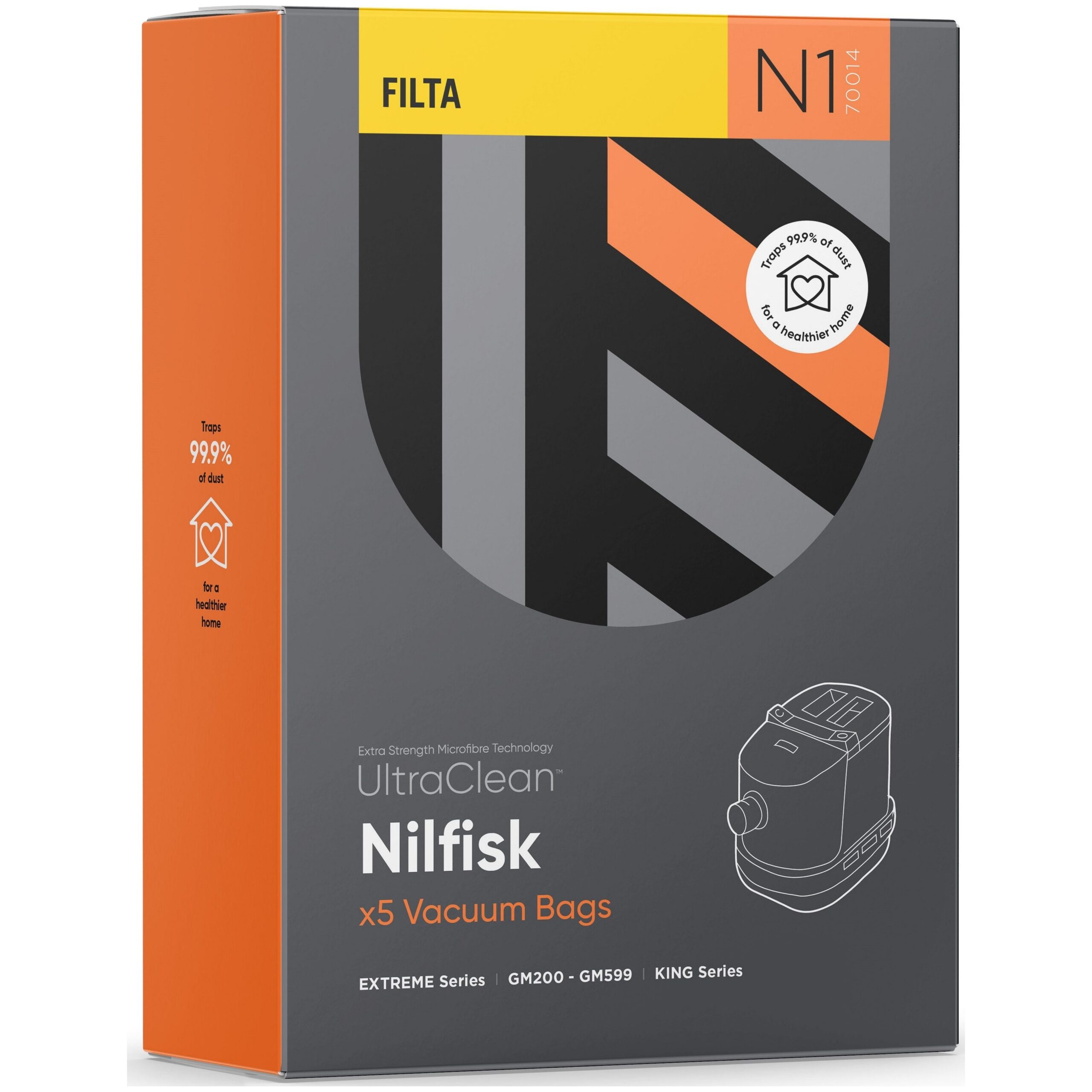 N1 - ULTRACLEAN NILFISK GM200-500 SMS MULTI LAYERED VACUUM BAGS 5 PACK