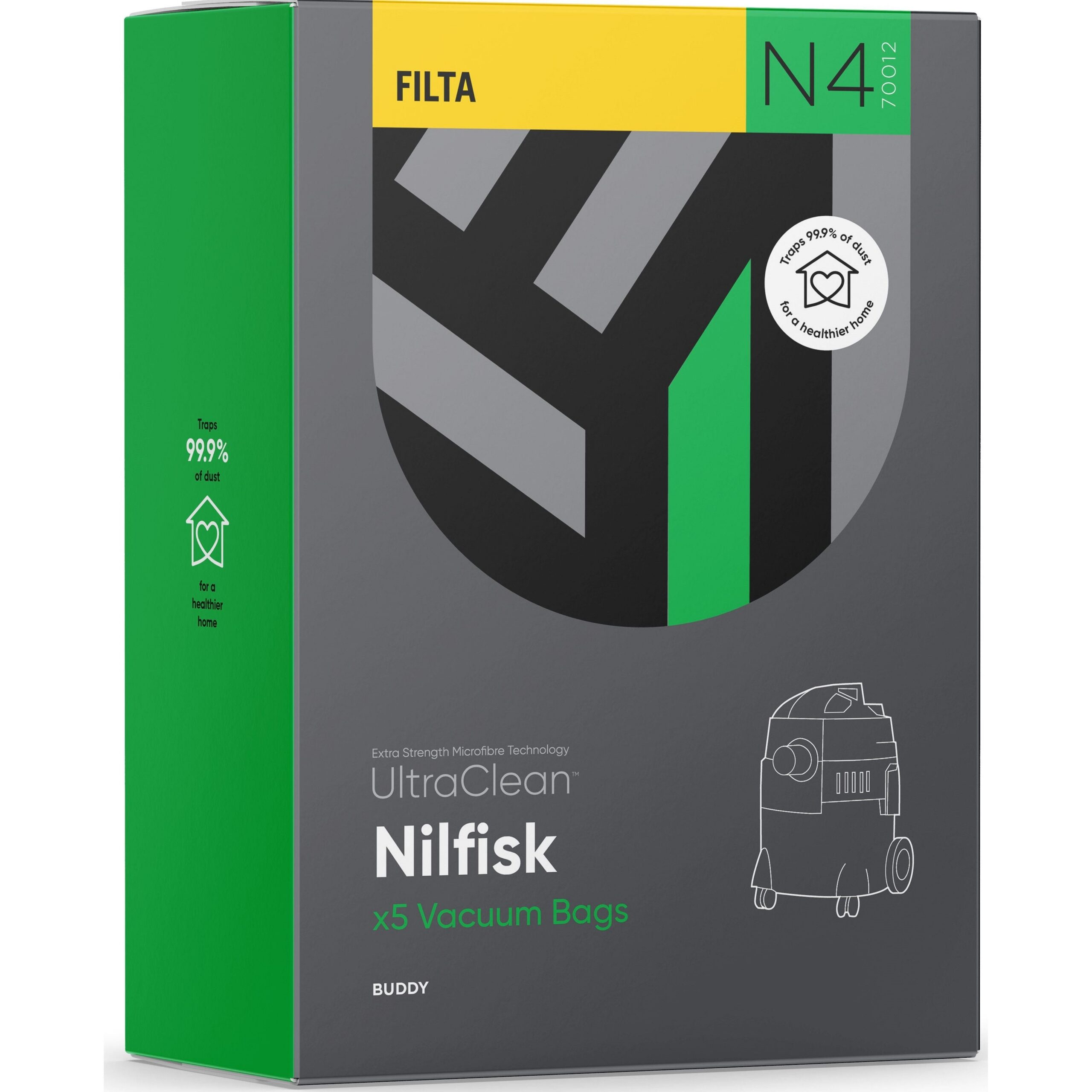 N4 - ULTRACLEAN NILFISK BUDDY SMS MULTI LAYERED VACUUM BAGS 5 PACK