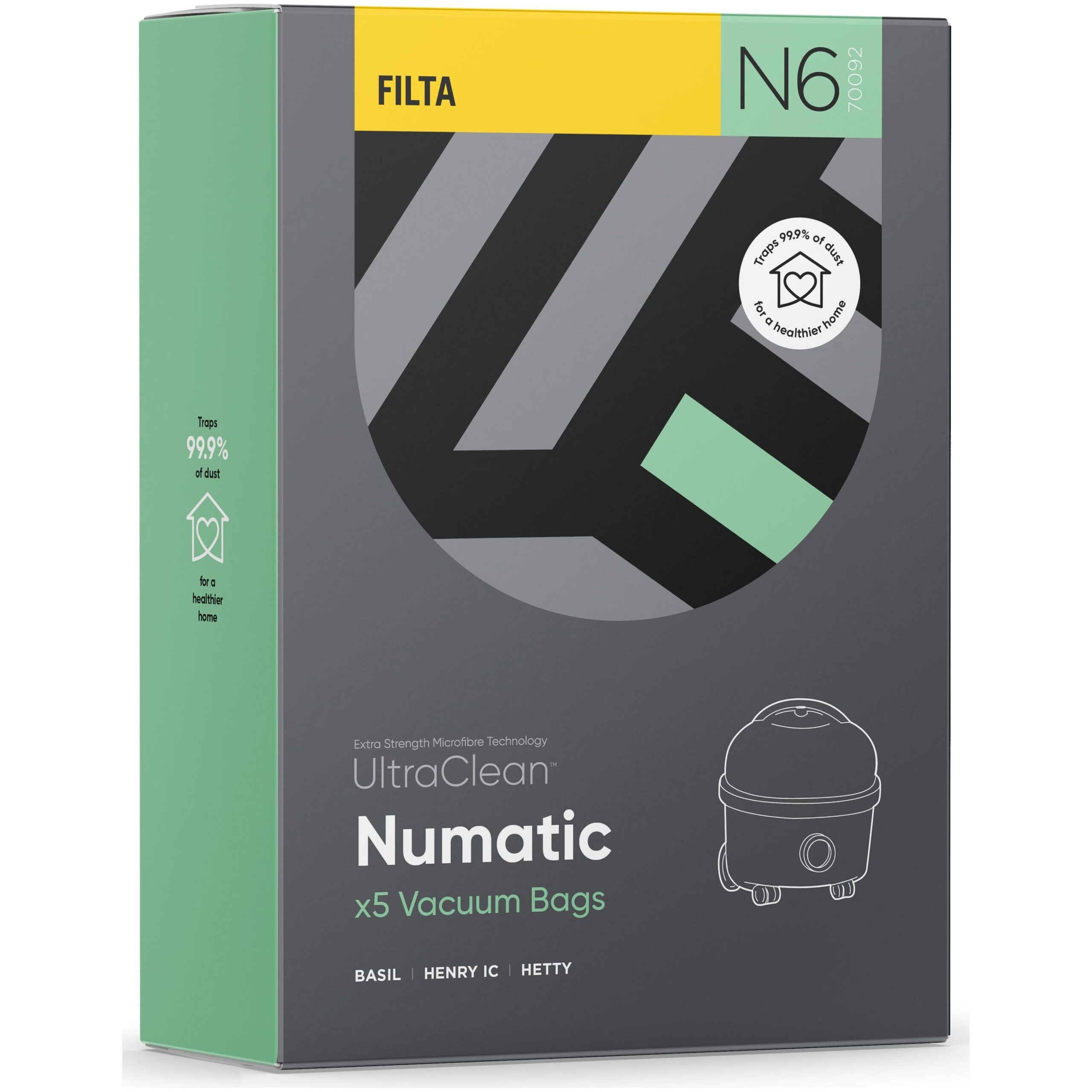 N6 - ULTRACLEAN NUMATIC 1C SMS MULTI LAYERED VACUUM BAGS 5 PACK